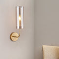 Sikunuo | Contemporary Tube Wall Lamp Cognac/Light Blue Glass 1 Head Living Room Wall Mounted Light