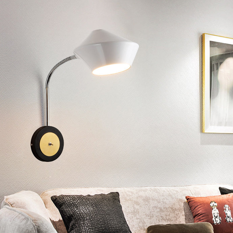 Sikunuo | Urn Wall Light Contemporary Metal 1-Bulb Wall-Mounted Lighting in Black and White