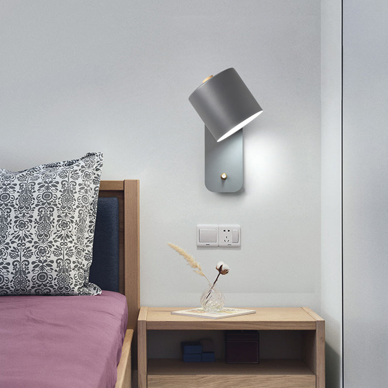 Sikunuo | 1 Bulb Tube Wall Sconce Modernist Metal Wall Lighting Fixture in Gray/Green with Rectangular Back Plate