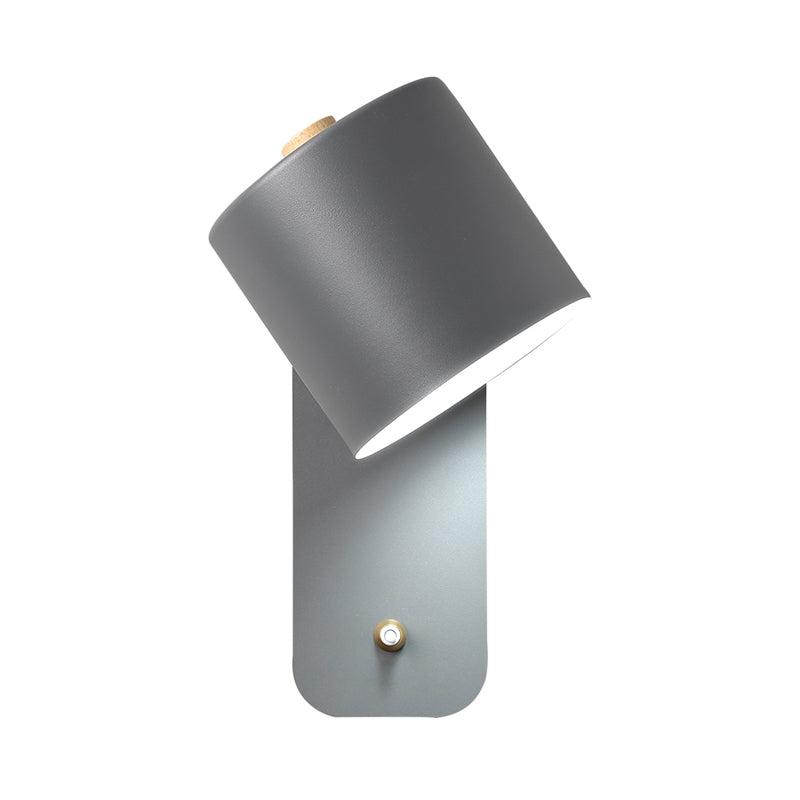 Sikunuo | 1 Bulb Tube Wall Sconce Modernist Metal Wall Lighting Fixture in Gray/Green with Rectangular Back Plate