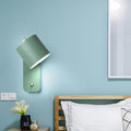 Sikunuo | 1 Bulb Tube Wall Sconce Modernist Metal Wall Lighting Fixture in Gray/Green with Rectangular Back Plate