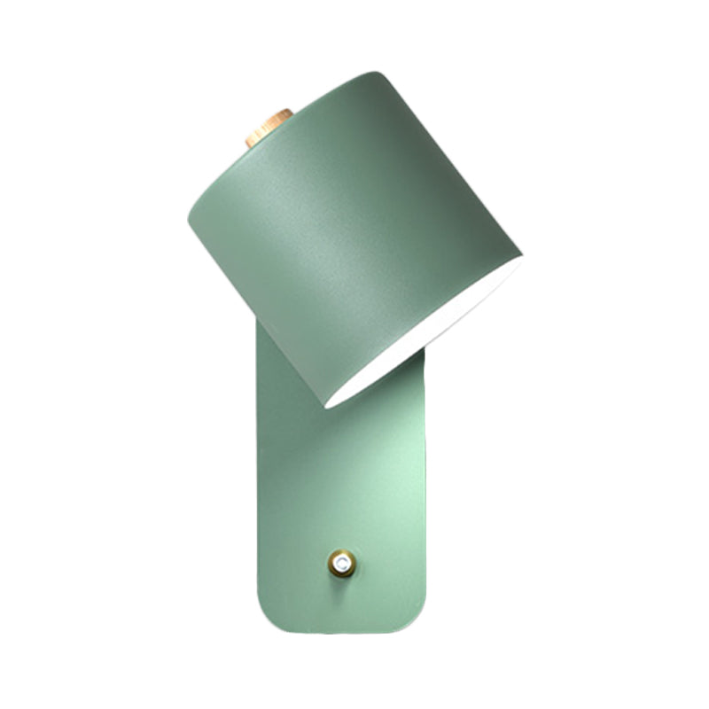 Sikunuo | 1 Bulb Tube Wall Sconce Modernist Metal Wall Lighting Fixture in Gray/Green with Rectangular Back Plate