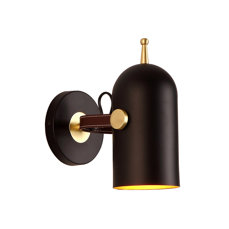 Sikunuo | 1 Bulb Stair Wall Lamp Modern Black LED Wall Lighting with Extended Dome Iron Shade