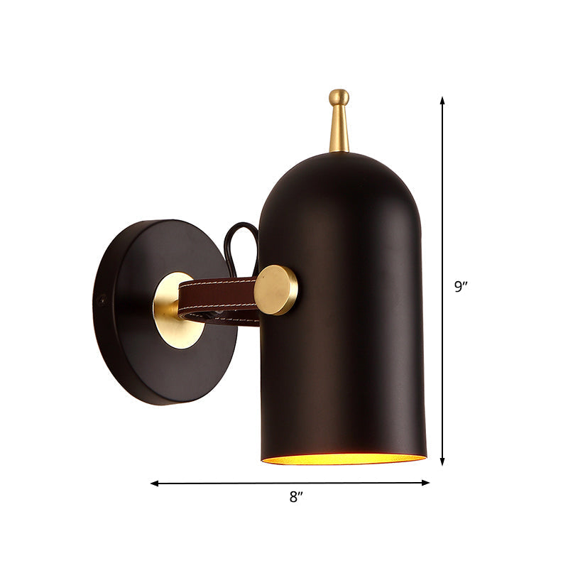 Sikunuo | 1 Bulb Stair Wall Lamp Modern Black LED Wall Lighting with Extended Dome Iron Shade