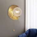 Sikunuo | Gold Sphere Metal Wall Lighting Modernistic 1 Bulb Dimple Glass LED Wall Mount Light Fixture