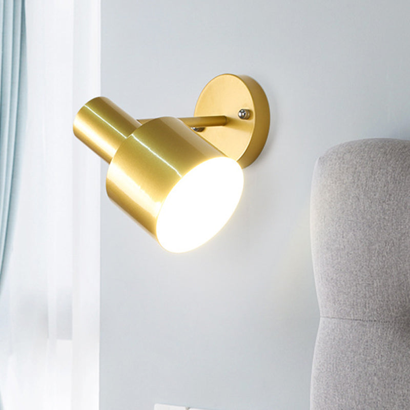 Sikunuo | Simplicity 1-Bulb Wall Lighting Gold/Rose Gold Cylinder Wall Light with Metal Shade for the Bedroom
