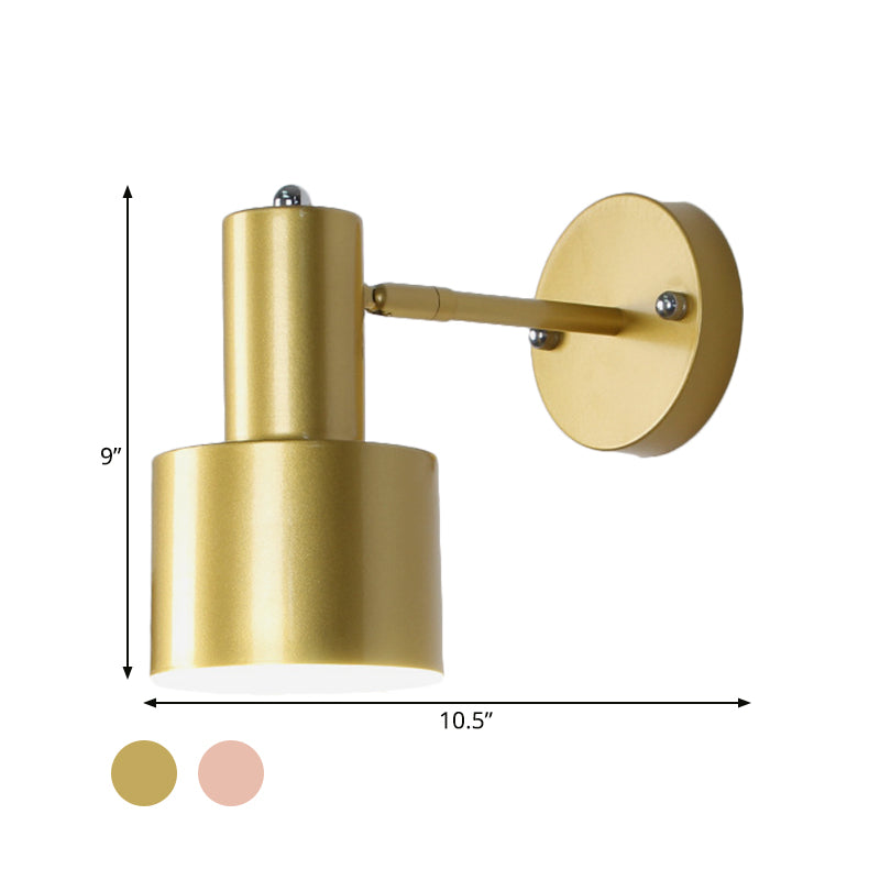 Sikunuo | Simplicity 1-Bulb Wall Lighting Gold/Rose Gold Cylinder Wall Light with Metal Shade for the Bedroom