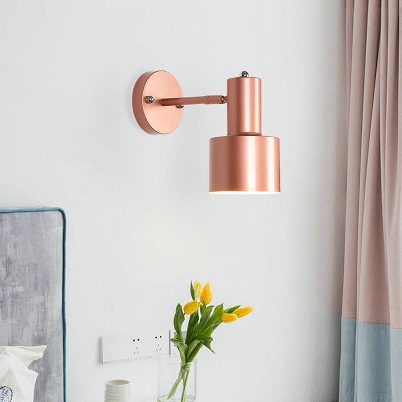 Sikunuo | Simplicity 1-Bulb Wall Lighting Gold/Rose Gold Cylinder Wall Light with Metal Shade for the Bedroom