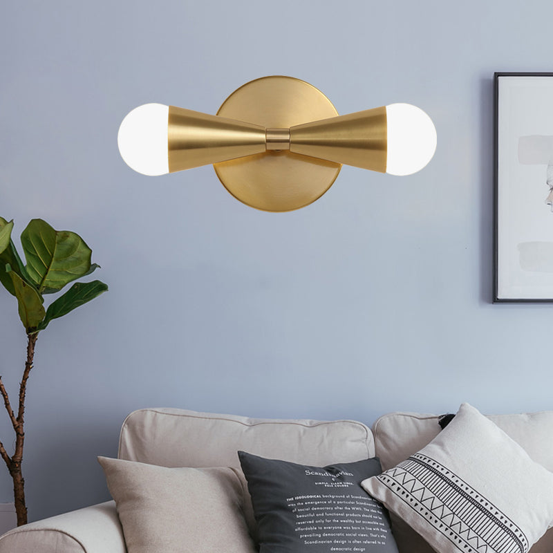 Sikunuo | Metallic Extendable Wall Light Minimalism 2 Lights Brass Wall Lighting Idea for Living Room