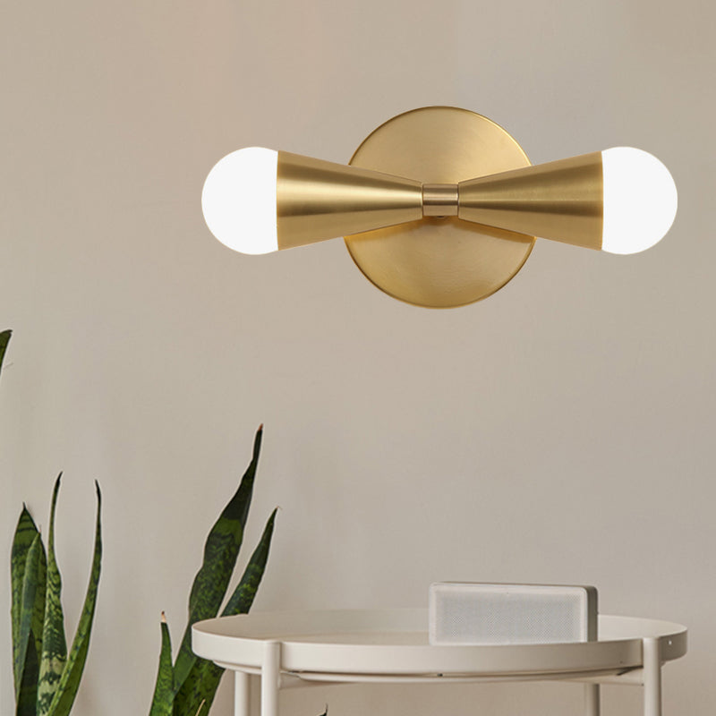 Sikunuo | Metallic Extendable Wall Light Minimalism 2 Lights Brass Wall Lighting Idea for Living Room