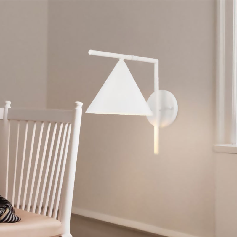 Sikunuo | Conical Wall Application Lighting Contemporary Metal 1 Head Black/White/Gold Wall Lamp for Bedroom