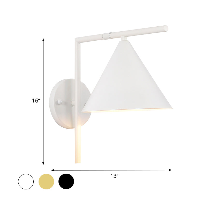 Sikunuo | Conical Wall Application Lighting Contemporary Metal 1 Head Black/White/Gold Wall Lamp for Bedroom