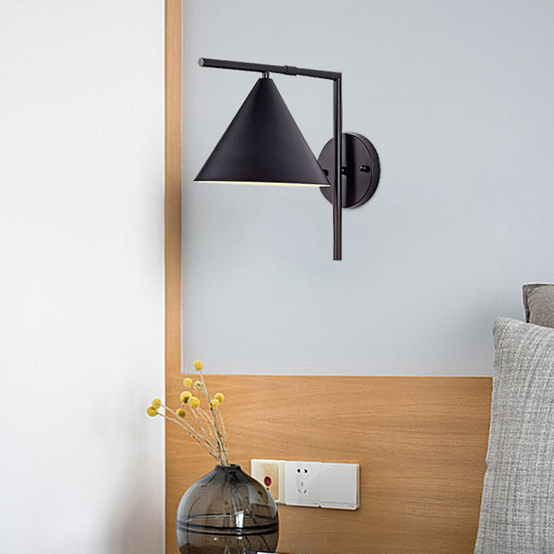 Sikunuo | Conical Wall Application Lighting Contemporary Metal 1 Head Black/White/Gold Wall Lamp for Bedroom