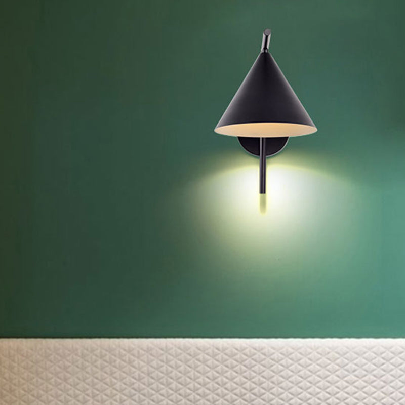 Sikunuo | Conical Wall Application Lighting Contemporary Metal 1 Head Black/White/Gold Wall Lamp for Bedroom