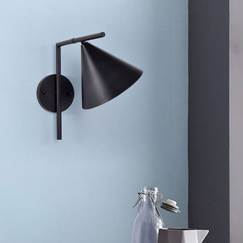 Sikunuo | Conical Wall Application Lighting Contemporary Metal 1 Head Black/White/Gold Wall Lamp for Bedroom
