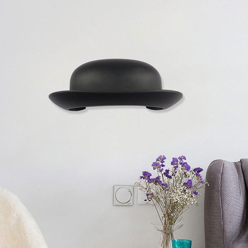 Sikunuo | LED Bedroom Wall Light Modernism Black Wall Lighting with Hat Metal Shade in Warm/Natural Light