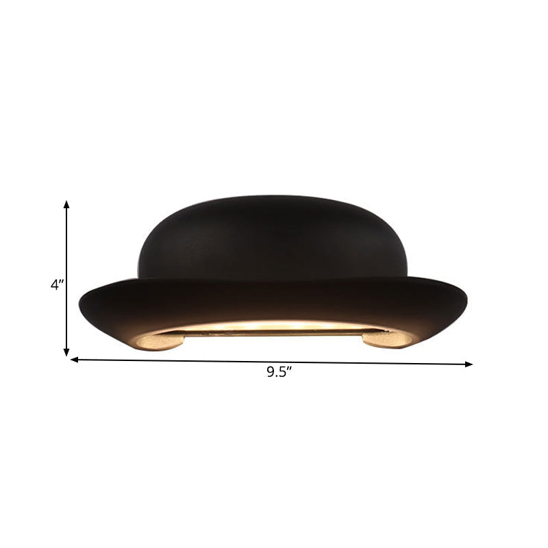 Sikunuo | LED Bedroom Wall Light Modernism Black Wall Lighting with Hat Metal Shade in Warm/Natural Light