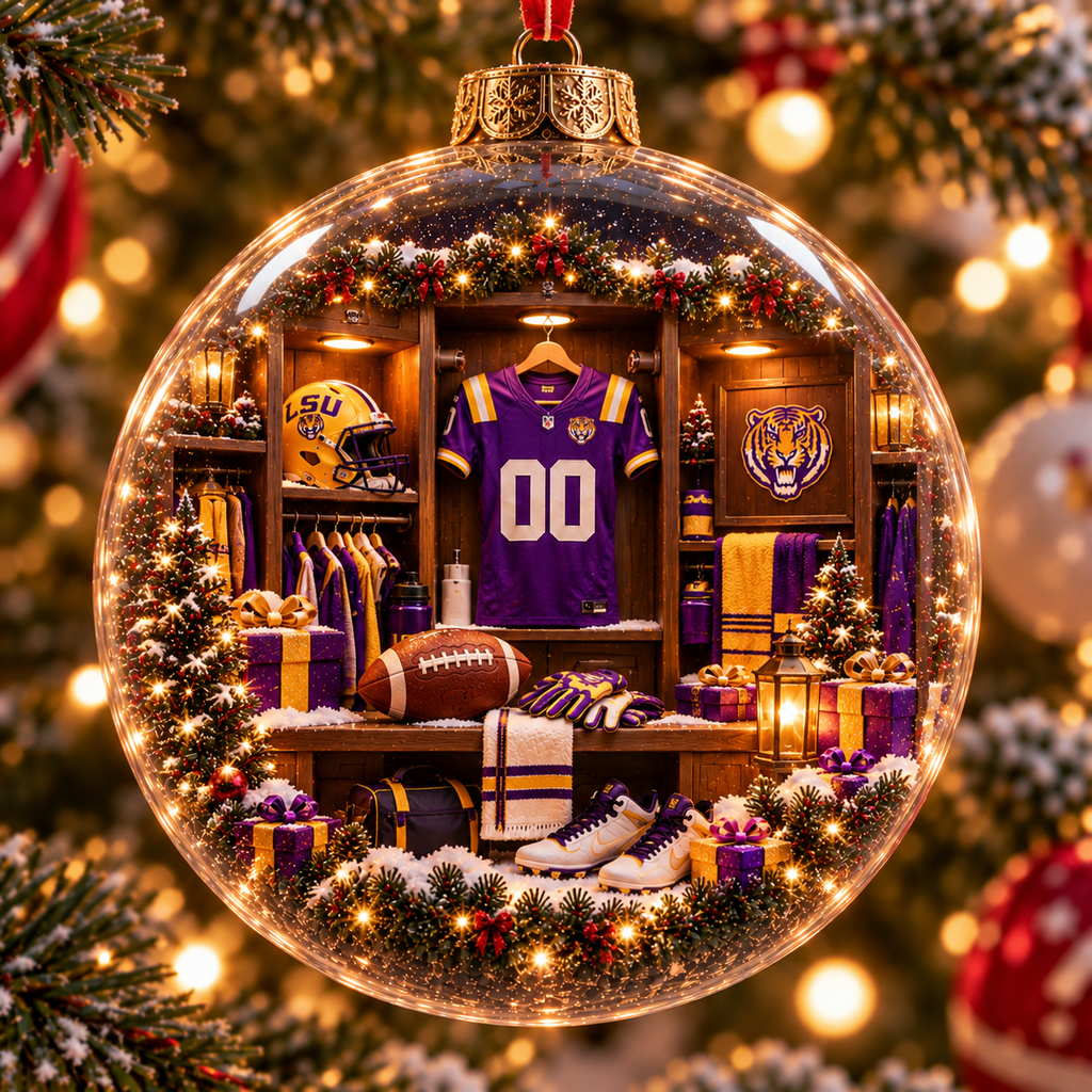 Geaux All the Way – Light-Up College Football Christmas Globe Ornament