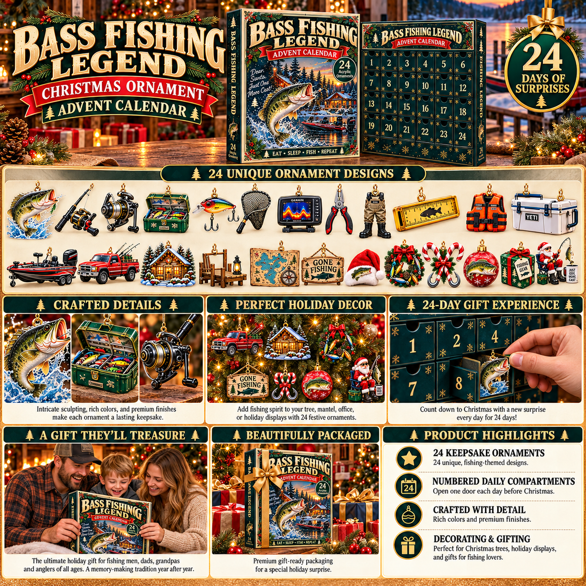 Bass Fishing Legend Christmas Advent Calendar