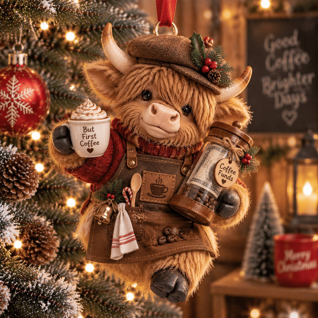 Highland Cow Christmas Cash Holder Ornament