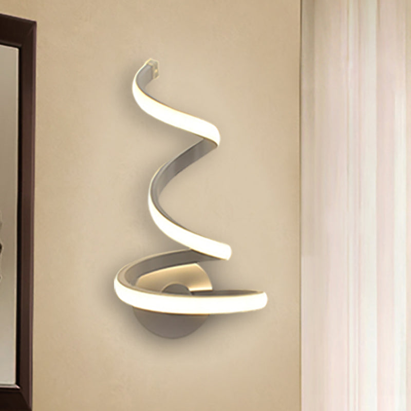 Sikunuo | LED Dining Room Wall Light Modernist White Wall Mounted Lamp with Spiral Acrylic Shade