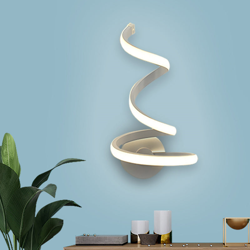 Sikunuo | LED Dining Room Wall Light Modernist White Wall Mounted Lamp with Spiral Acrylic Shade