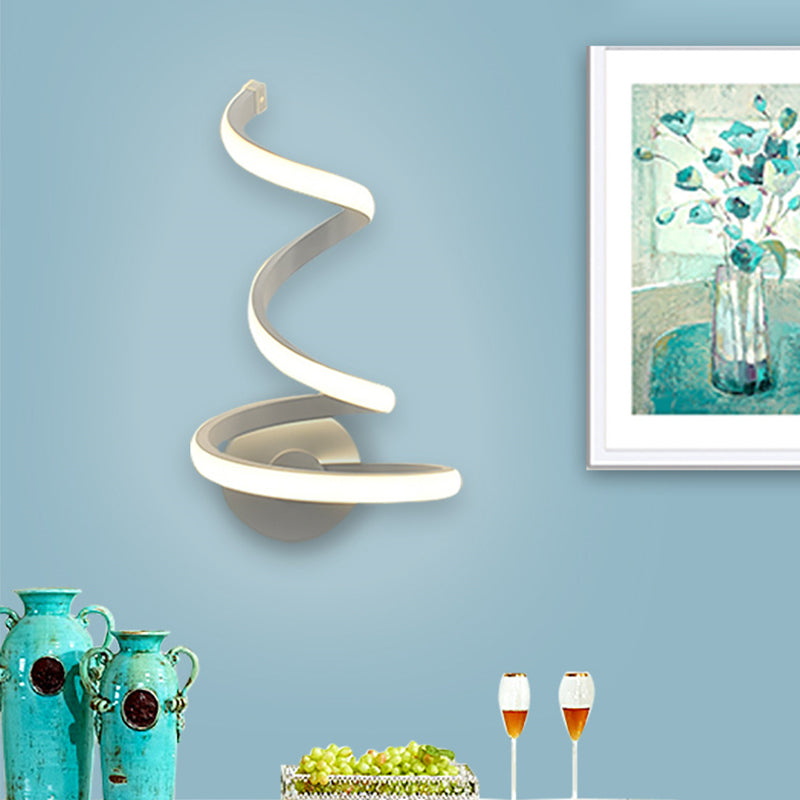 Sikunuo | LED Dining Room Wall Light Modernist White Wall Mounted Lamp with Spiral Acrylic Shade