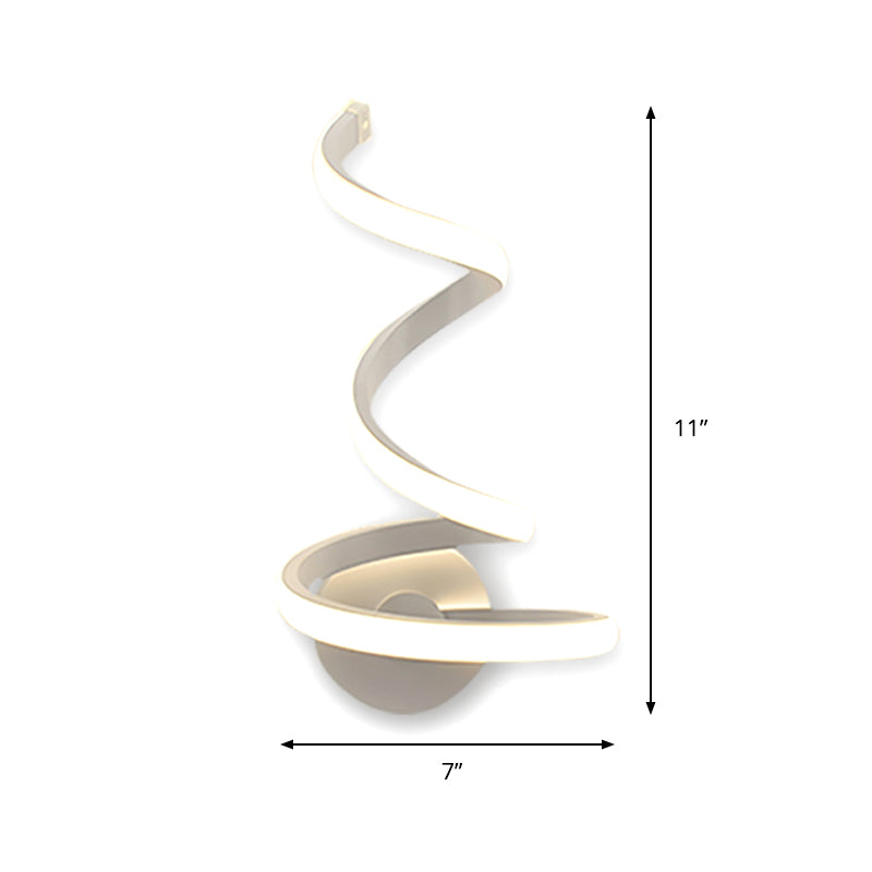 Sikunuo | LED Dining Room Wall Light Modernist White Wall Mounted Lamp with Spiral Acrylic Shade