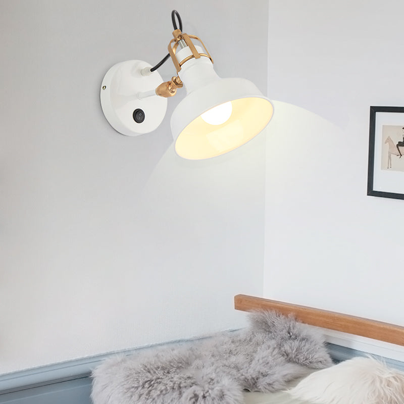 Sikunuo | White Barn Wall Sconces Lighting Contemporary Metallic 1 Light Wall Mounted Fixture with Switch