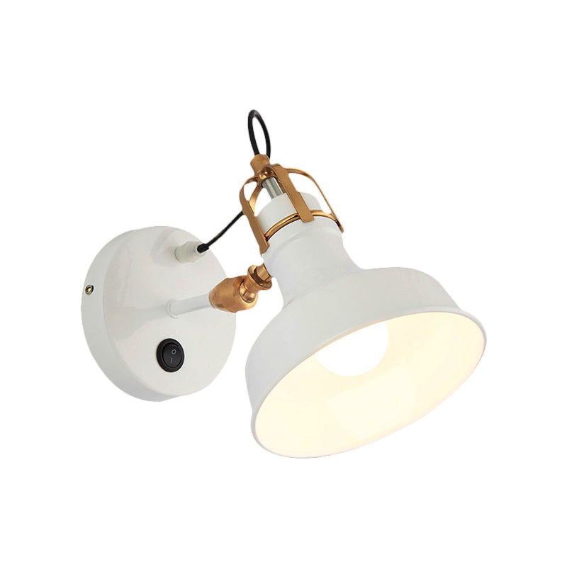 Sikunuo | White Barn Wall Sconces Lighting Contemporary Metallic 1 Light Wall Mounted Fixture with Switch