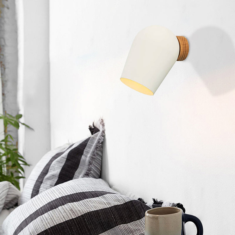 Sikunuo | Dome Wall Light with White Metal Shade 1 Light Nordic Wall Lighting for Nightstand
