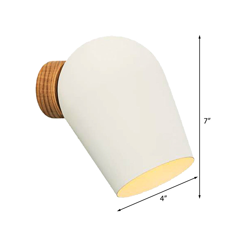 Sikunuo | Dome Wall Light with White Metal Shade 1 Light Nordic Wall Lighting for Nightstand