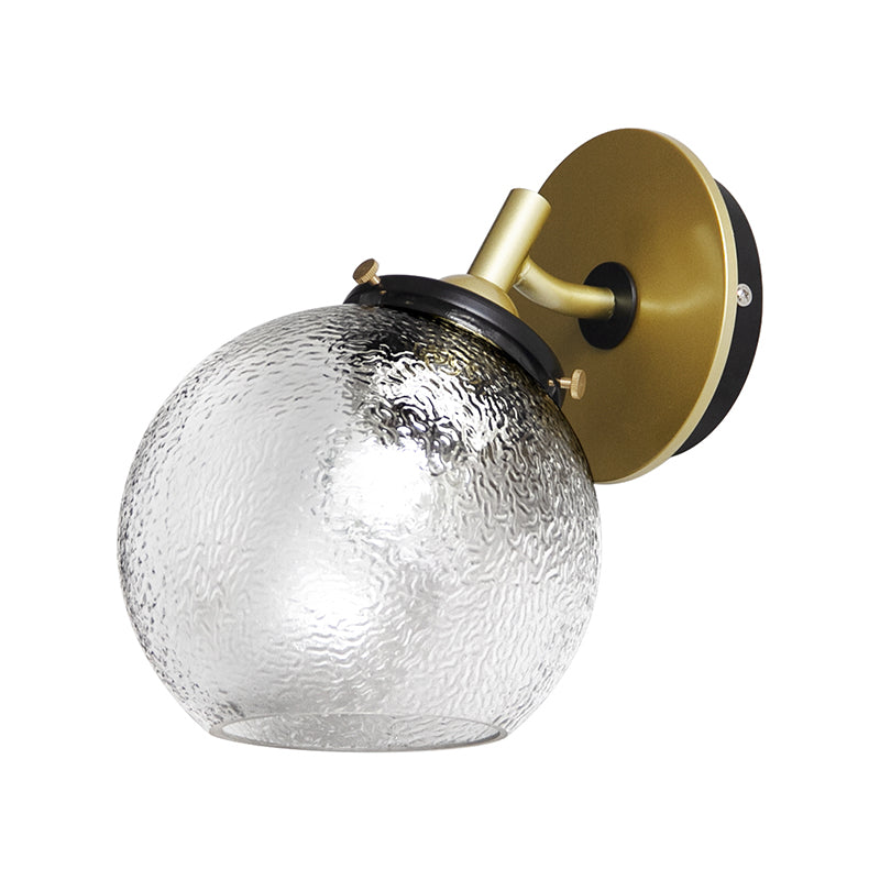 Sikunuo | Clear Textured Glass Sphere Wall Lighting Modern Vintage Single Light Mini Wall Mount Light in Gold