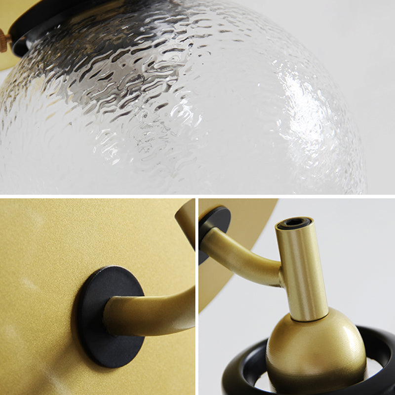 Sikunuo | Clear Textured Glass Sphere Wall Lighting Modern Vintage Single Light Mini Wall Mount Light in Gold