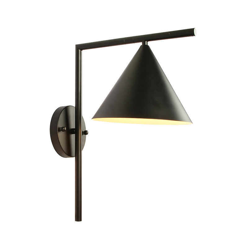 Sikunuo | Cone Metal Wall Lighting Contemporary 1 Light Black/White/Gold Wall Lamp Over Table, 8" B