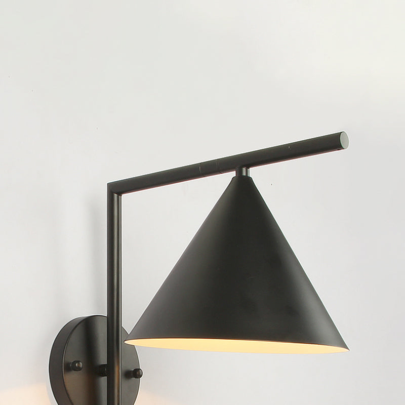 Sikunuo | Cone Metal Wall Lighting Contemporary 1 Light Black/White/Gold Wall Lamp Over Table, 8" B