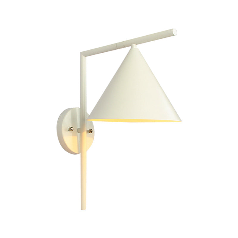 Sikunuo | Cone Metal Wall Lighting Contemporary 1 Light Black/White/Gold Wall Lamp Over Table, 8" B