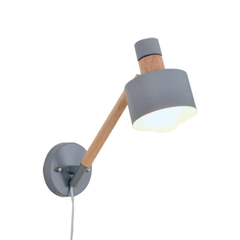Sikunuo | 5.5"/6"/7" W Armed Wall Sconce Minimalism Metal 1 Main Wall Mount Lighting in Gray for Living Room