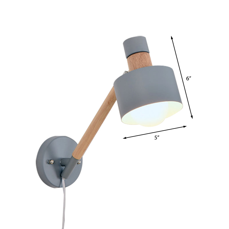 Sikunuo | 5.5"/6"/7" W Armed Wall Sconce Minimalism Metal 1 Main Wall Mount Lighting in Gray for Living Room