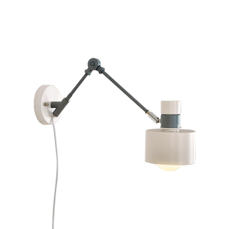 Sikunuo | 5.5"/6"/7" W Armed Wall Sconce Minimalism Metal 1 Main Wall Mount Lighting in Gray for Living Room