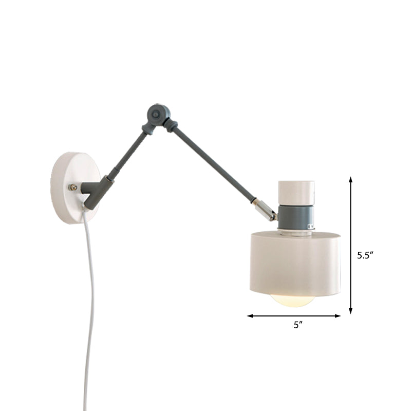 Sikunuo | 5.5"/6"/7" W Armed Wall Sconce Minimalism Metal 1 Main Wall Mount Lighting in Gray for Living Room
