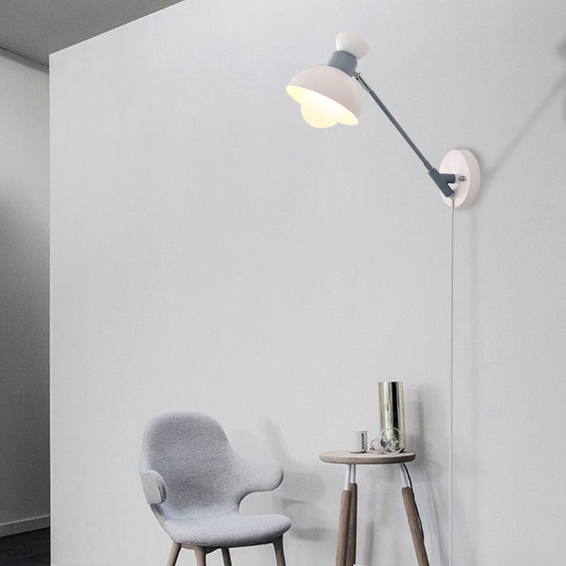 Sikunuo | 5.5"/6"/7" W Armed Wall Sconce Minimalism Metal 1 Main Wall Mount Lighting in Gray for Living Room