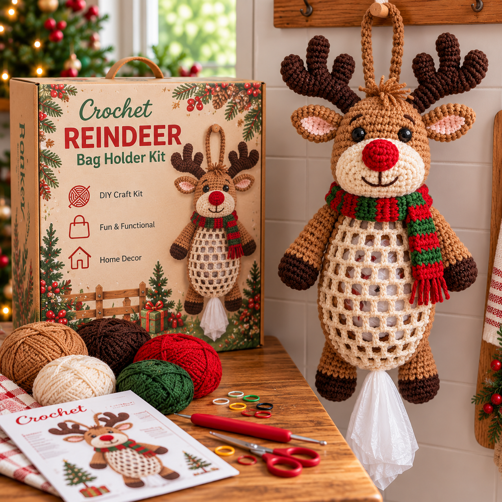 Christmas Gingerbread Man Crochet Bag Holder Kit
