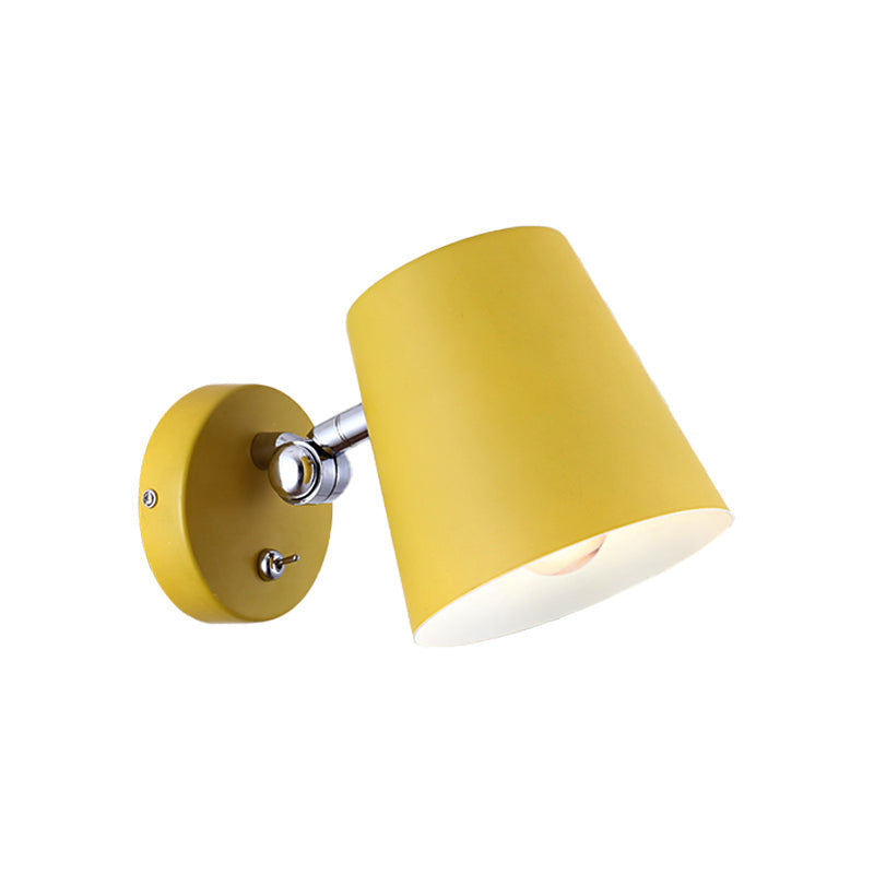 Sikunuo | Conical Wall Lamp Macaron Metallic 1 Light Pink/Yellow/Blue Wall Light for Balcony, 5" B