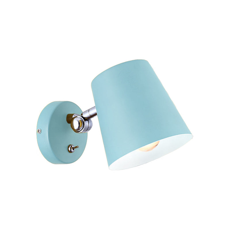Sikunuo | Conical Wall Lamp Macaron Metallic 1 Light Pink/Yellow/Blue Wall Light for Balcony, 5" B