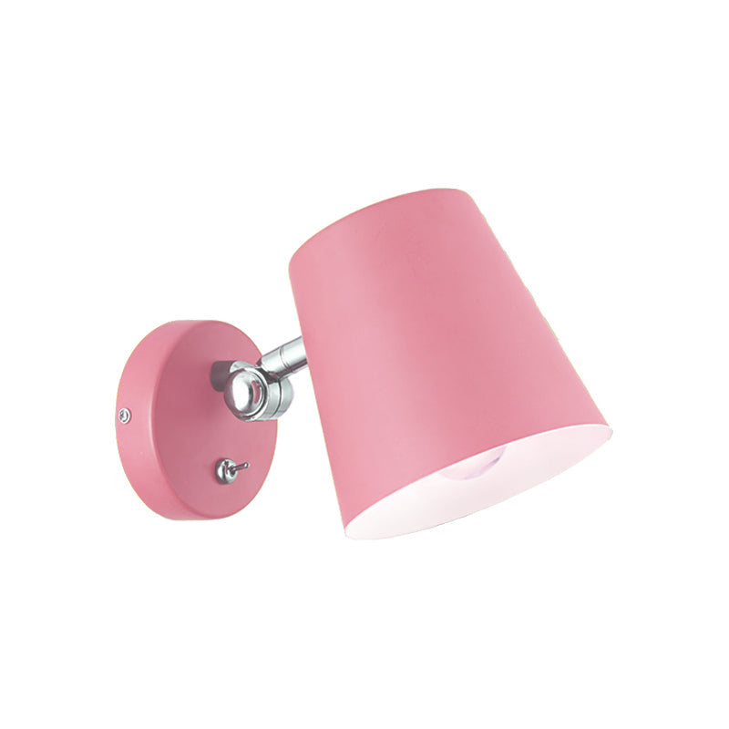 Sikunuo | Conical Wall Lamp Macaron Metallic 1 Light Pink/Yellow/Blue Wall Light for Balcony, 5" B