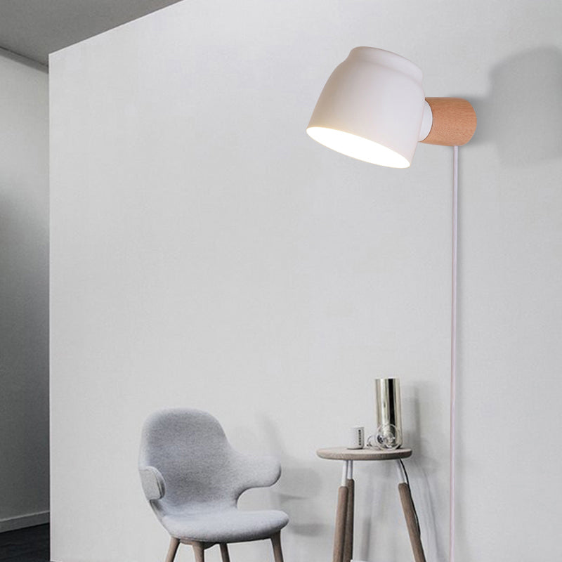 Sikunuo | Electrified Wall Lamp Modern Metal 10 cm B 1 Bulb Black/Gray/White Wall Light Sconces for Bedroom