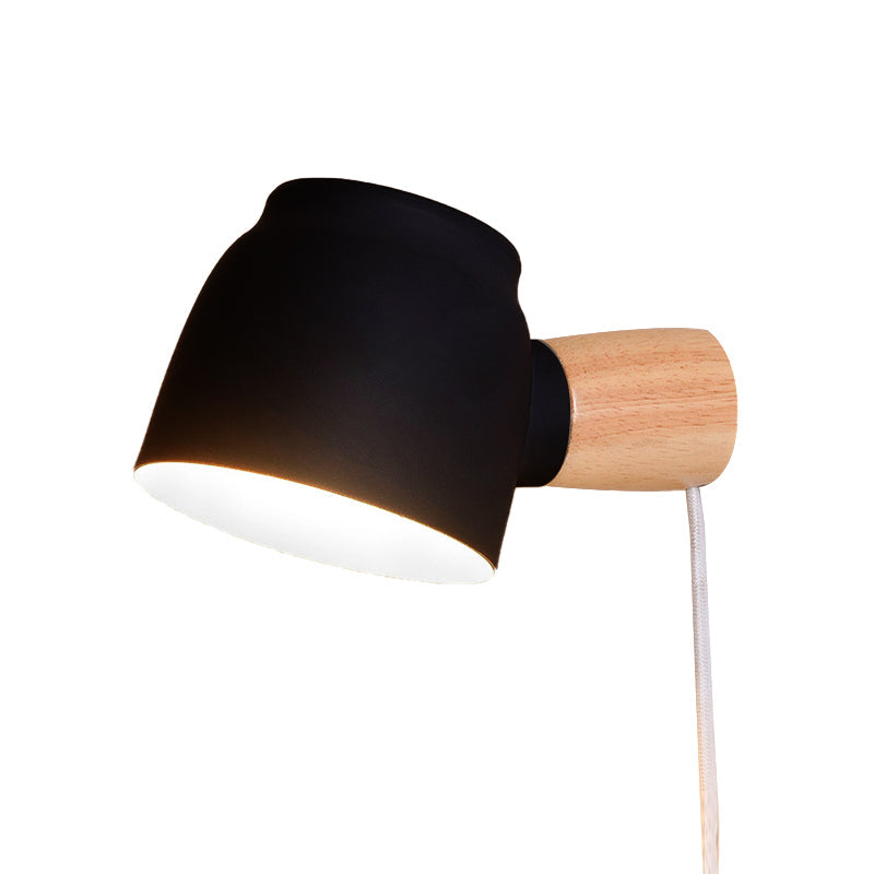 Sikunuo | Electrified Wall Lamp Modern Metal 10 cm B 1 Bulb Black/Gray/White Wall Light Sconces for Bedroom