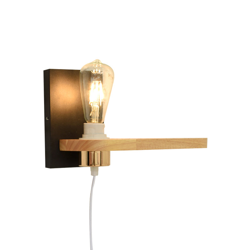 Sikunuo | Black/green metal back plate wall lighting fixture simple 1 light bare bulb wall-mounted lamp for hallway