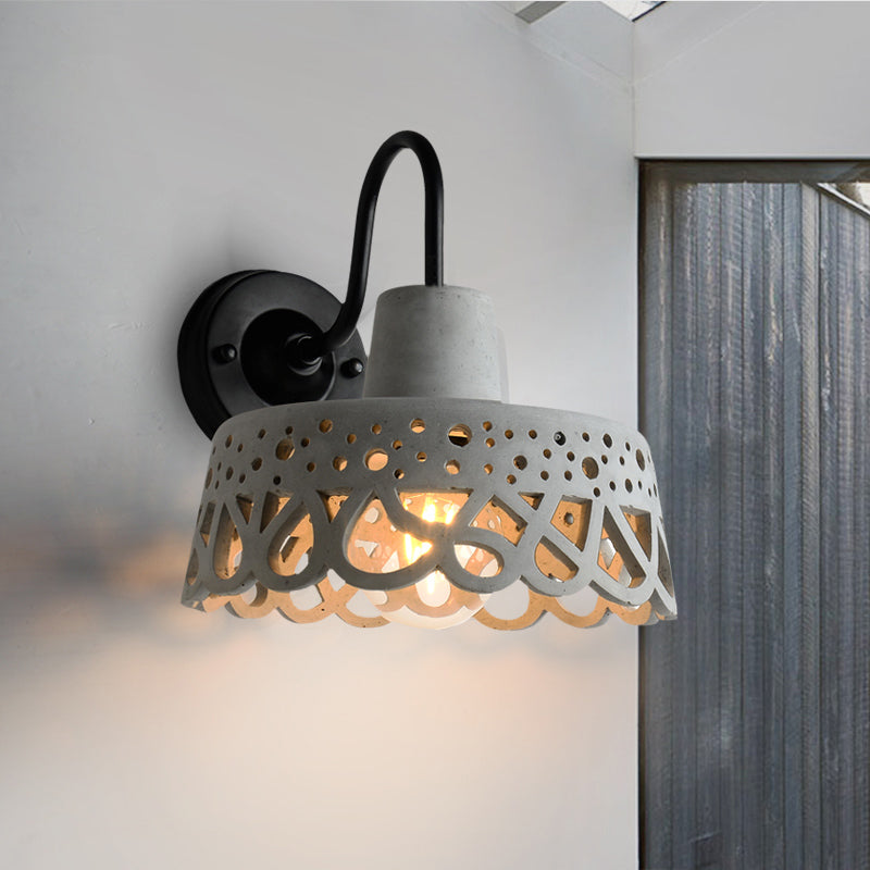 Sikunuo | 8.5"/9.5"/10" Width Goose Neck Wall Light Modernist Cement 1 Light Wall Mounted Fixture in Gray